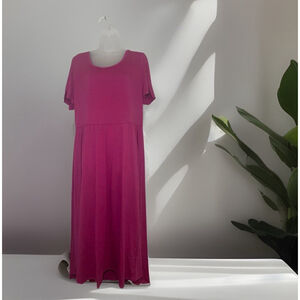 Lularoe Riley Midi Plus Size Dress• Raspberry Pink •Size 3XL, NWT